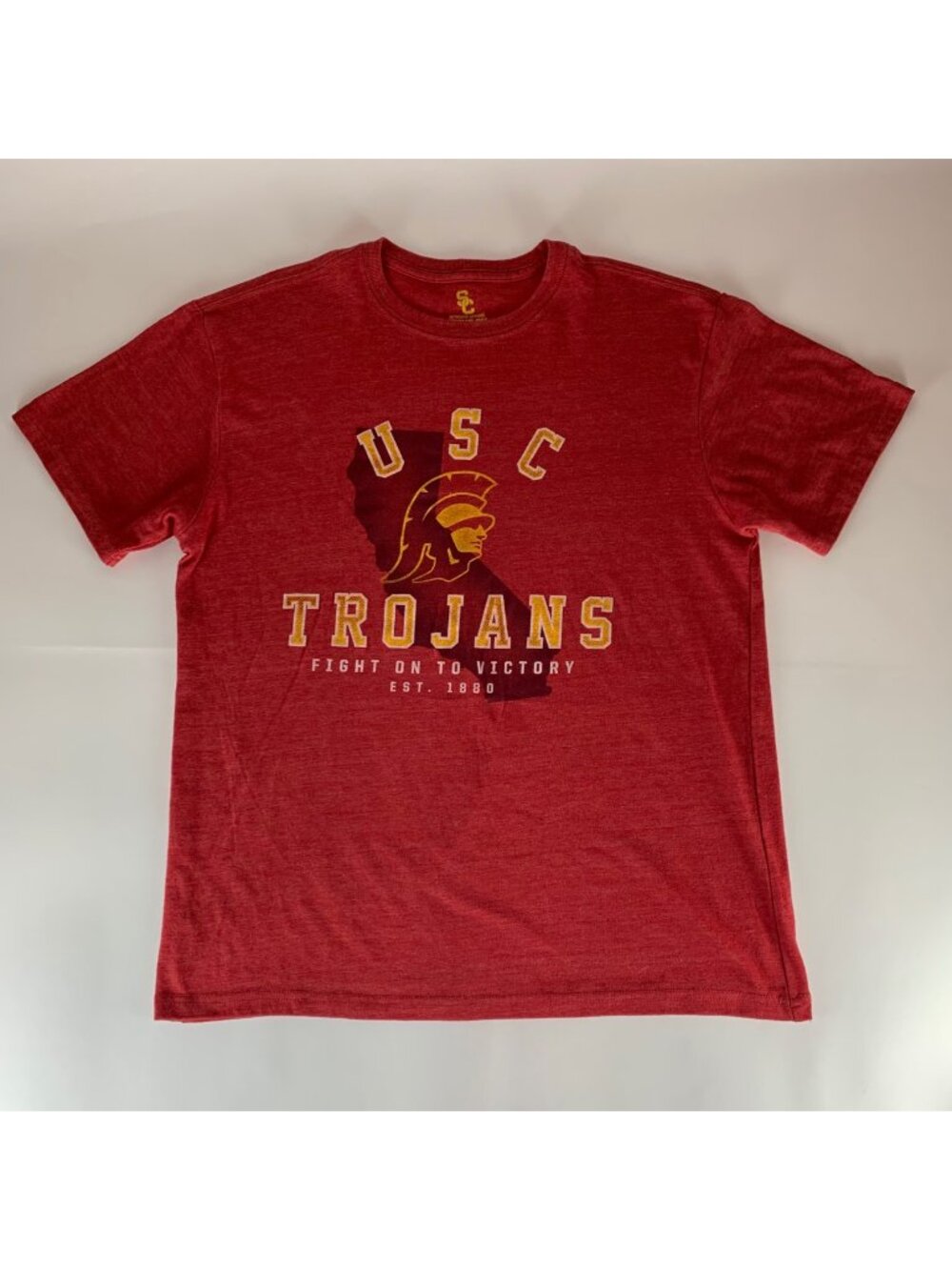 USC Trojans NCAA Red Fight On Short Sleeve Crewneck Shirt Mens Large